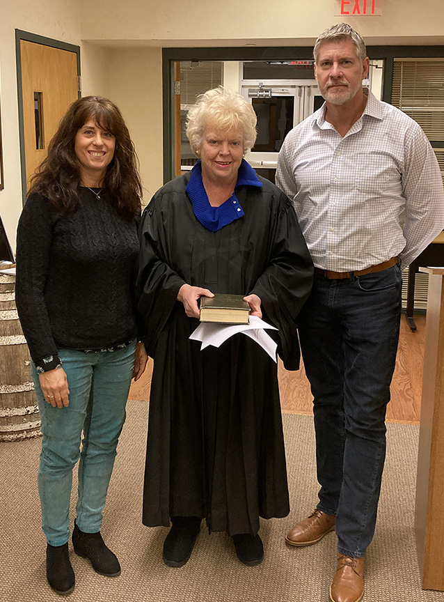 Supervisor Kristin Warner and husband, with Judge Patricia E. Coonahan.