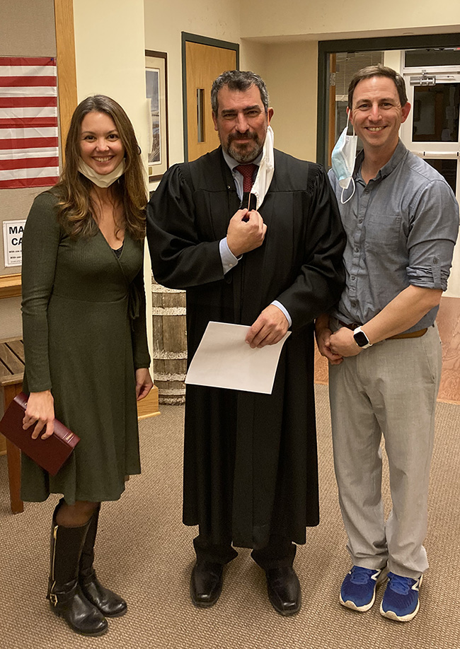 Melissa Fusco with husband, and Judge Levine.