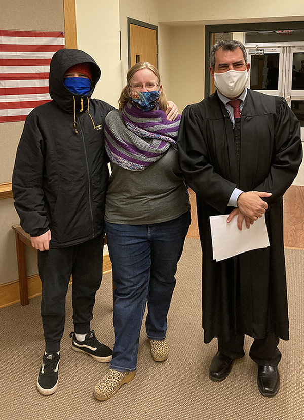 Township Supervisor Joyce F. Snyder with son, and Judge Edward Levine